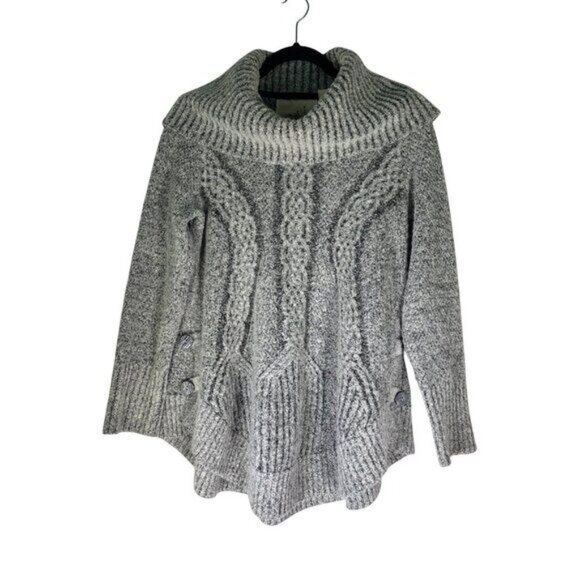 Anthropologie Angel Of The North Wool Cabled Boucle Sweater M Gray - Picture 15 of 15